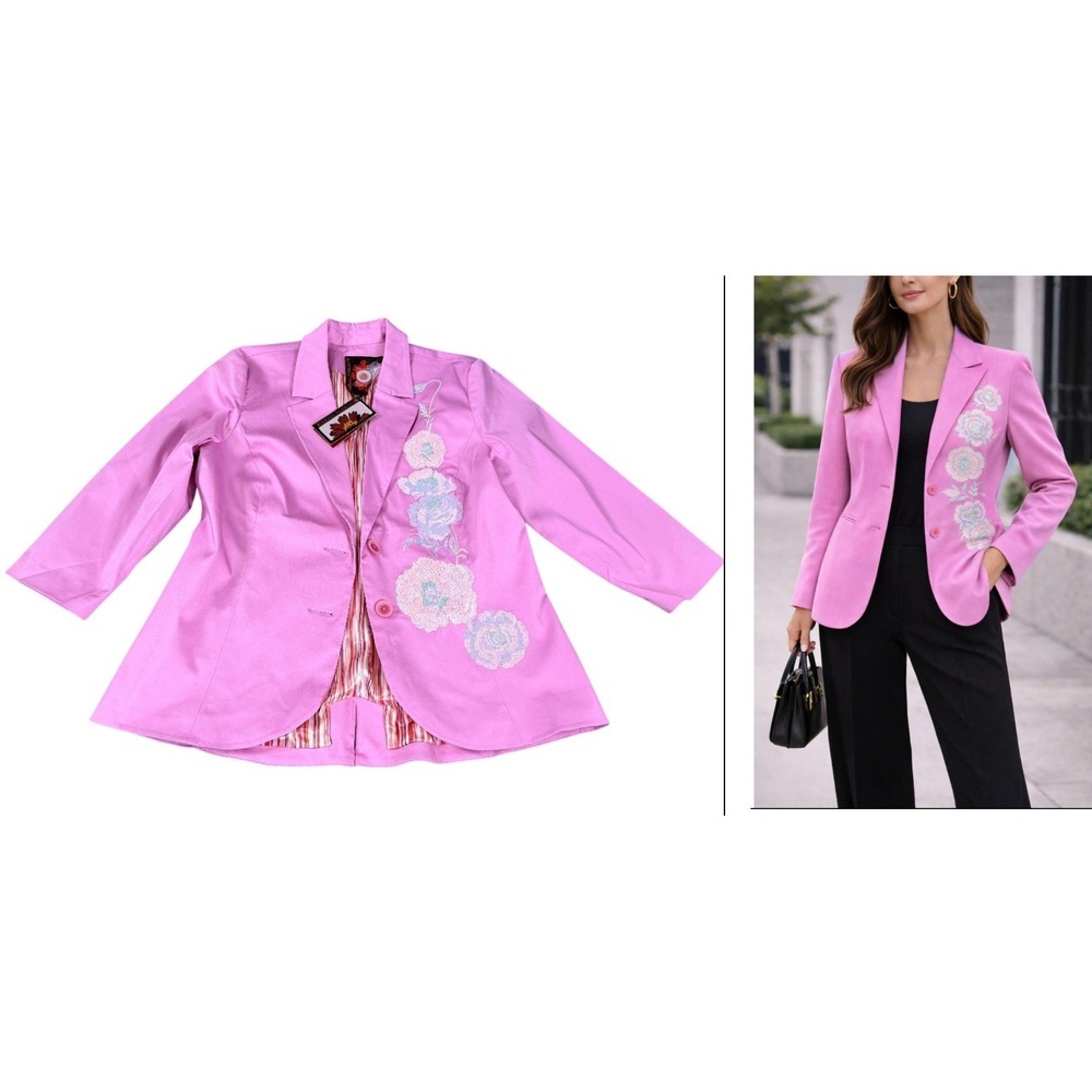 NWT Debbie Shuchat Embroidered Blazer Jacket NBC4191E XXL  Artsy Feminine Barbie